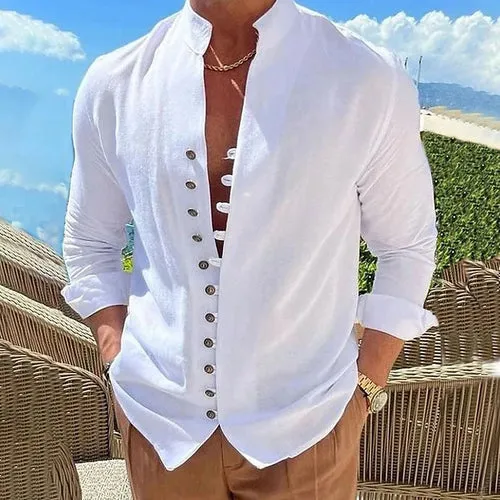 Men's Breathable Linen Shirts for Men - Long Sleeve Cotton Blend, Stylish and Comfortable
