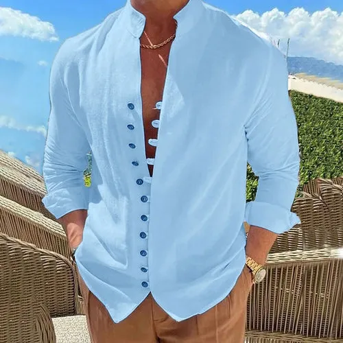 Men's Breathable Linen Shirts for Men - Long Sleeve Cotton Blend, Stylish and Comfortable