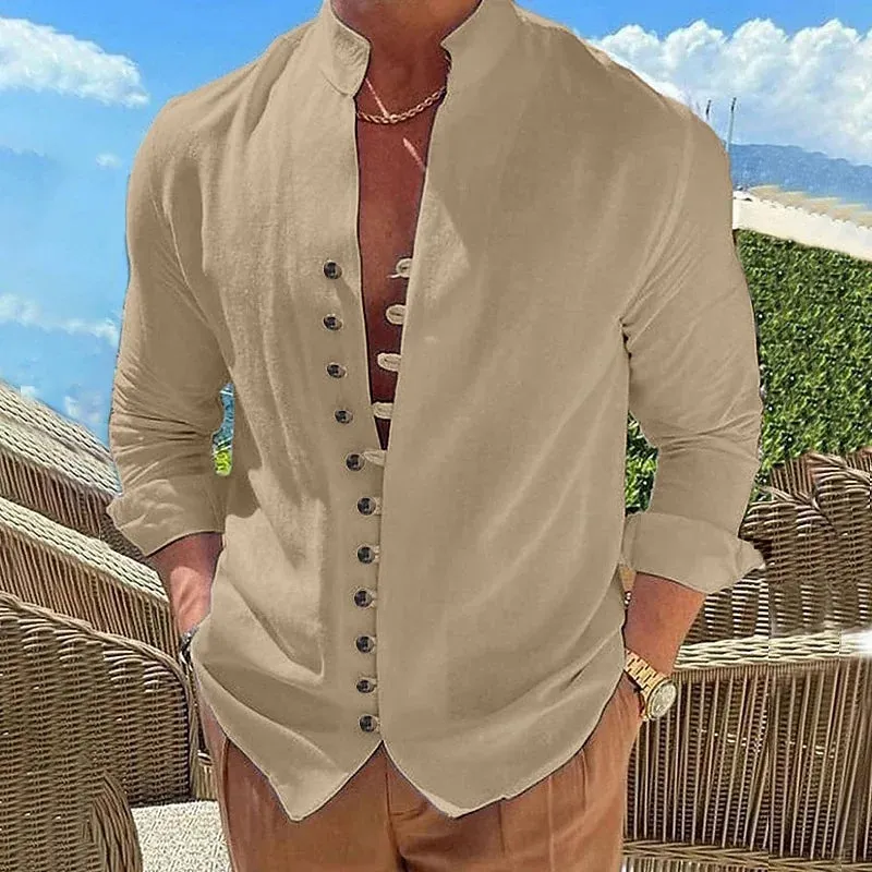 Men's Breathable Linen Shirts for Men - Long Sleeve Cotton Blend, Stylish and Comfortable