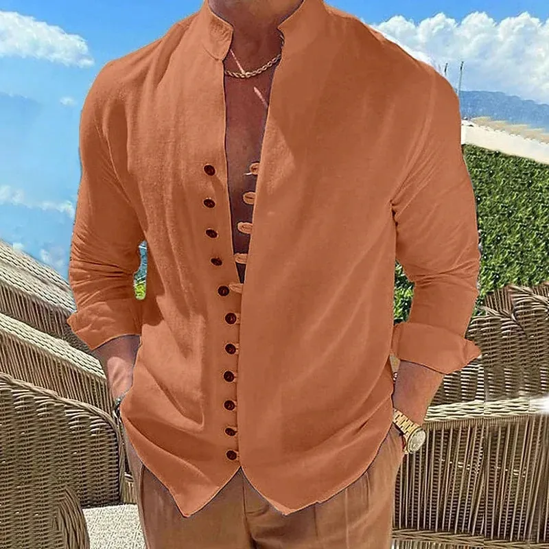 Men's Breathable Linen Shirts for Men - Long Sleeve Cotton Blend, Stylish and Comfortable