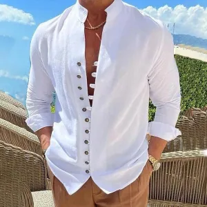 Men's Breathable Linen Shirts for Men - Long Sleeve Cotton Blend, Stylish and Comfortable