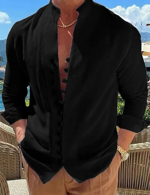 Men's Breathable Linen Shirts for Men - Long Sleeve Cotton Blend, Stylish and Comfortable