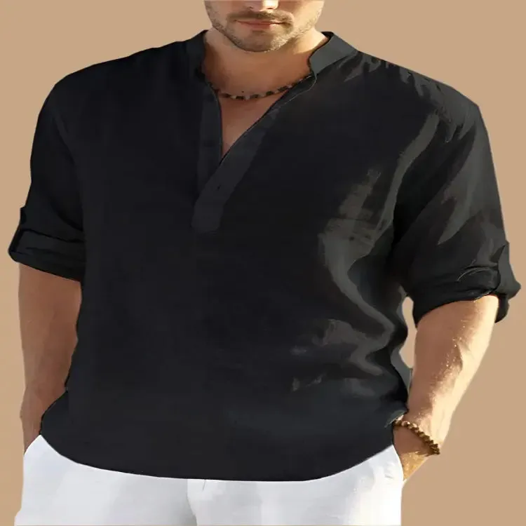 Men's Casual Stand Collar Loose Shirt