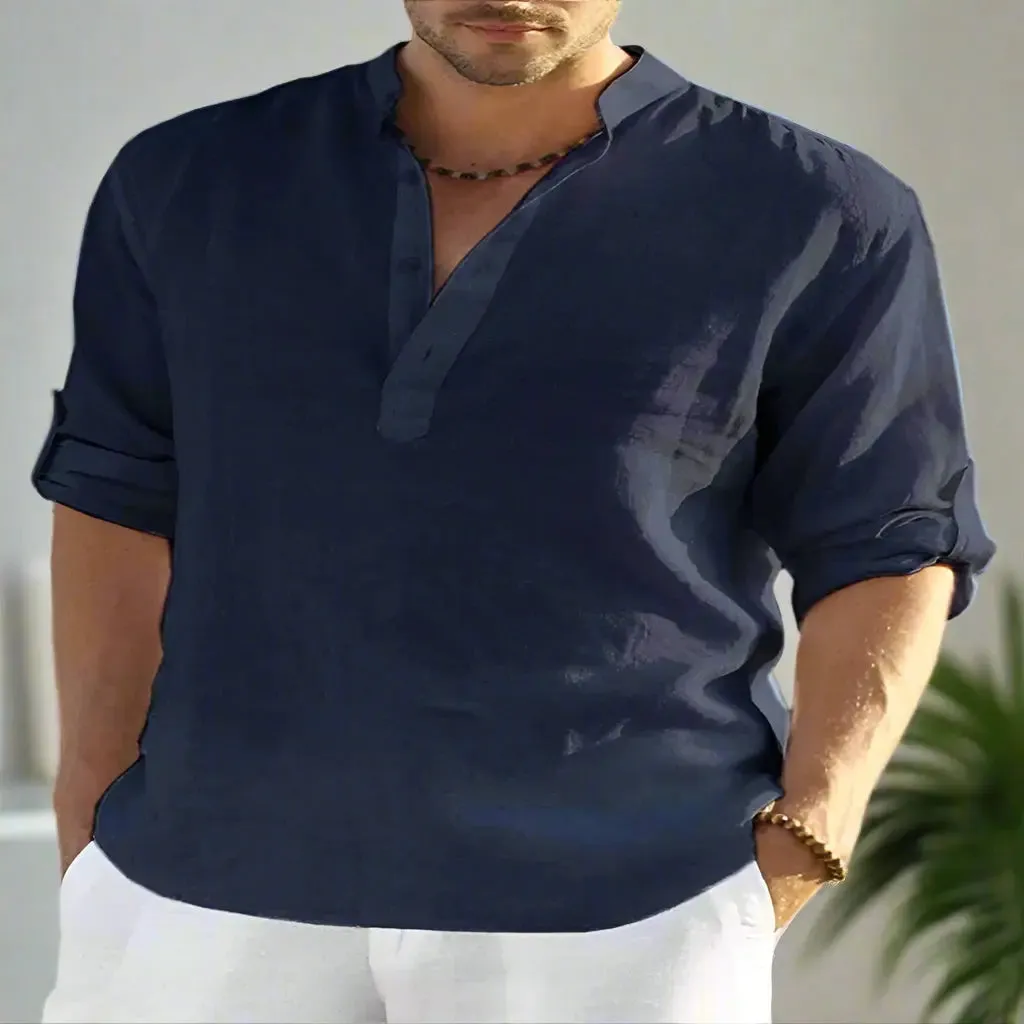 Men's Casual Stand Collar Loose Shirt