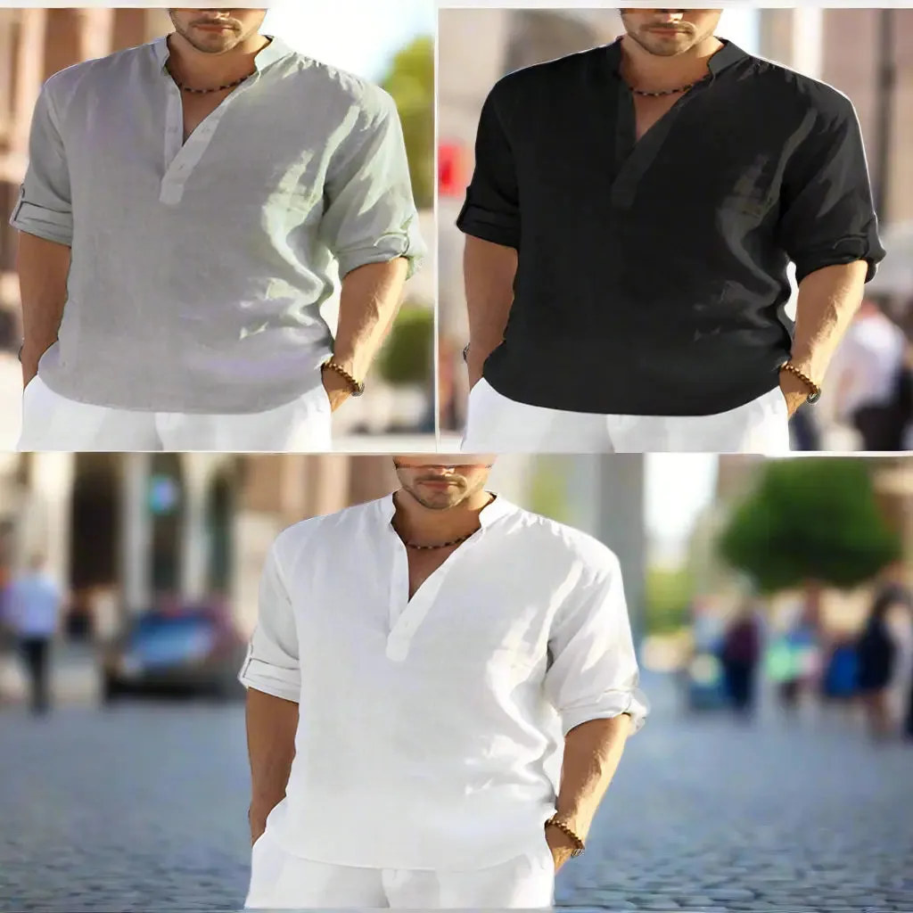 Men's Casual Stand Collar Loose Shirt