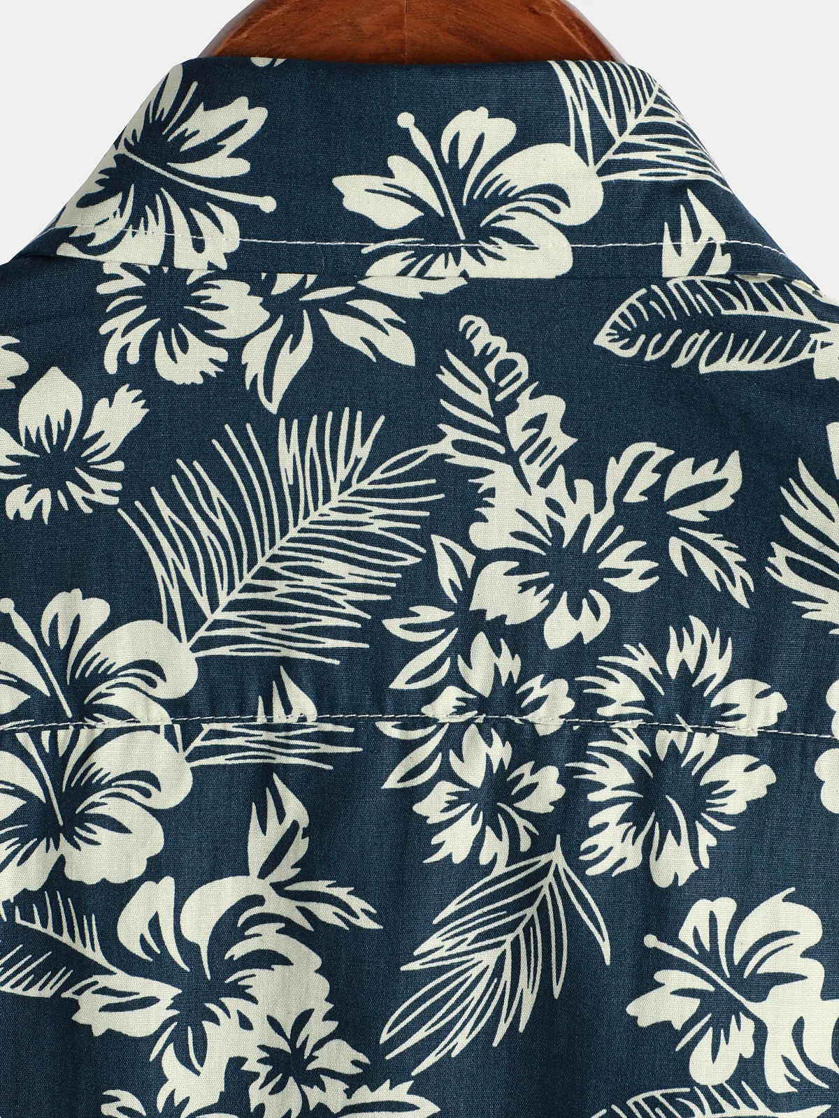Men's Floral Print Vacation Cotton Breathable Navy Blue Hawaiian Short Sleeve Aloha Shirt