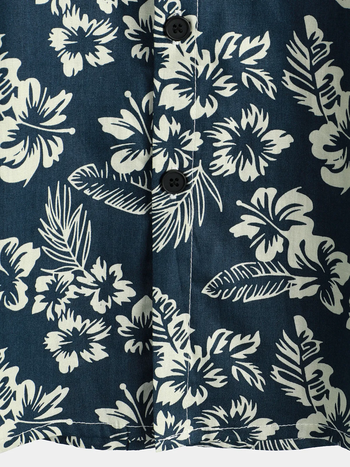 Men's Floral Print Vacation Cotton Breathable Navy Blue Hawaiian Short Sleeve Aloha Shirt