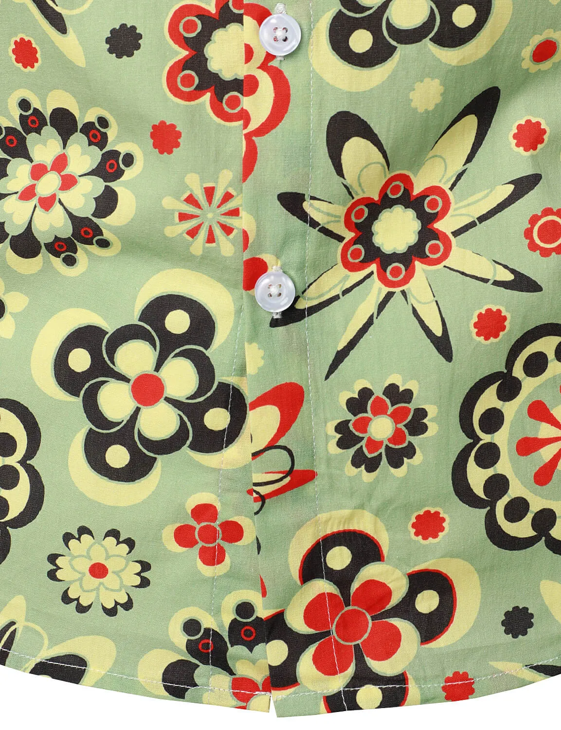 Men's Flower Print Cotton Vintage Long Sleeve Button Up Dress Shirt