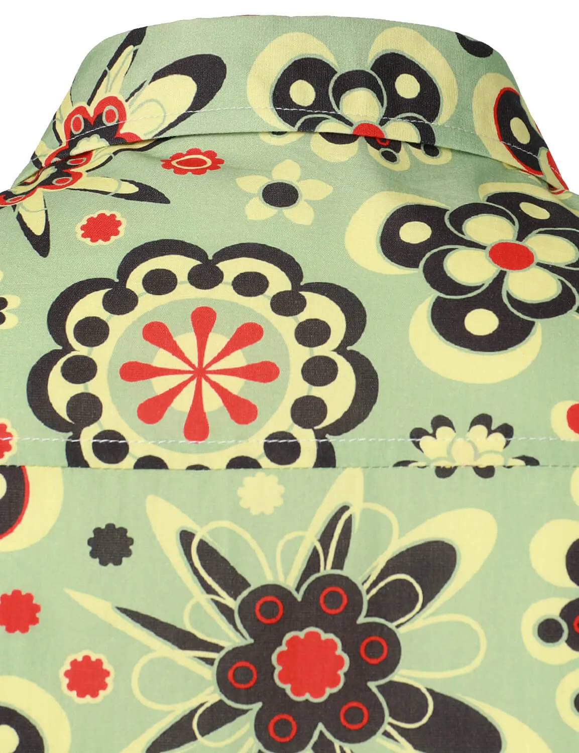 Men's Flower Print Cotton Vintage Long Sleeve Button Up Dress Shirt
