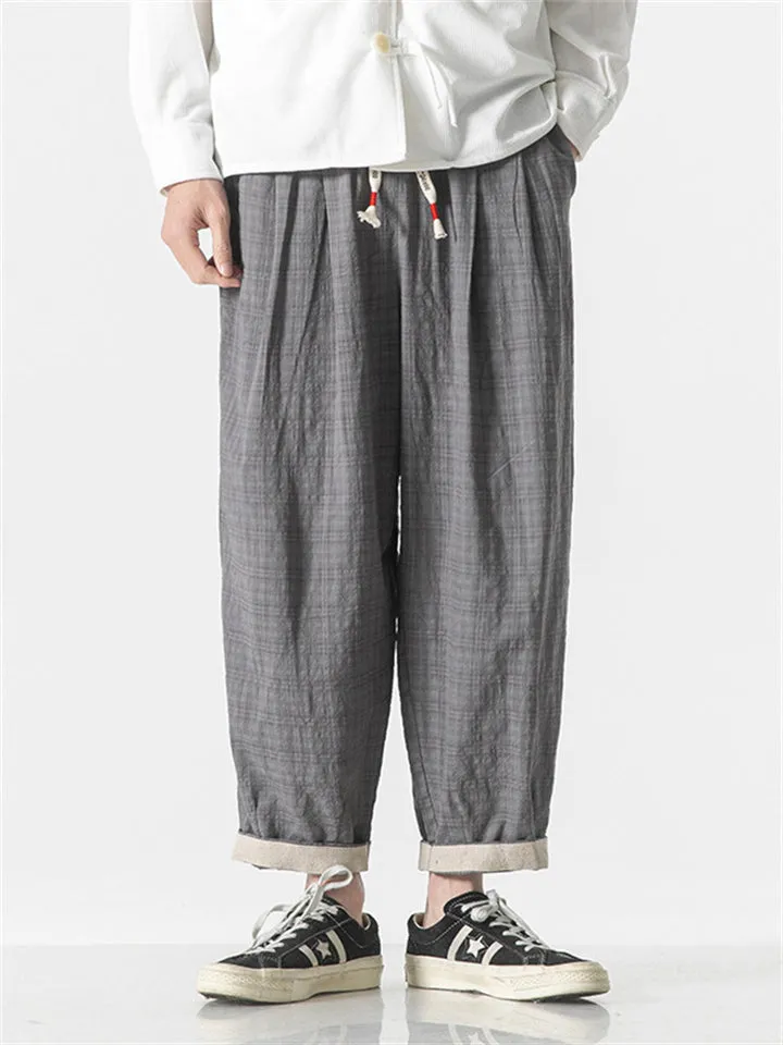 Men's Hip-Hop Plaid 100% Cotton Casual Pants