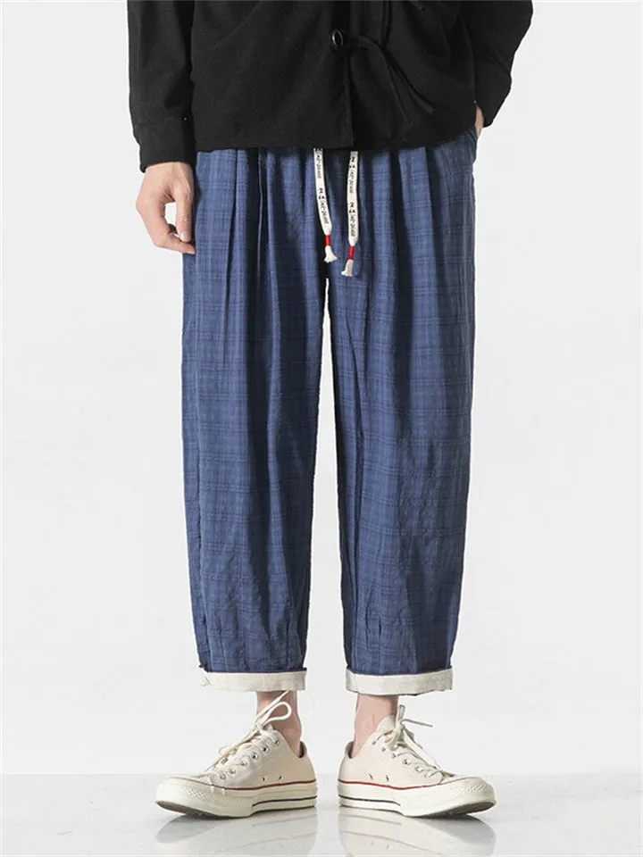 Men's Hip-Hop Plaid 100% Cotton Casual Pants