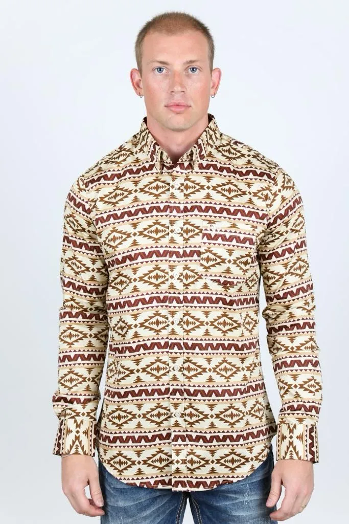 Men’s Platini Beige Aztec Print Shirt