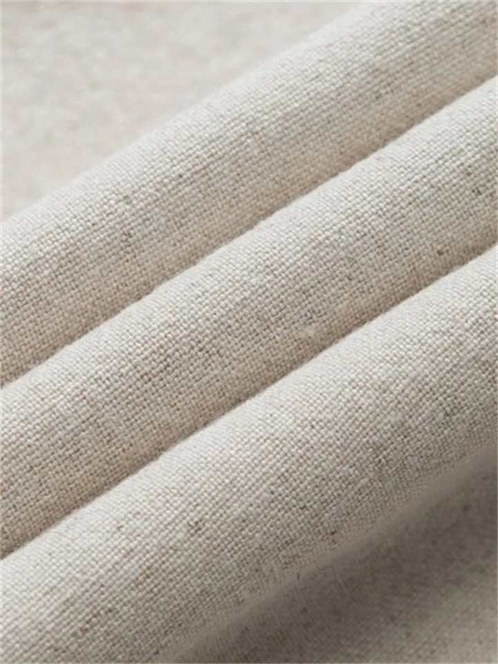 Men's Retro Simple Cotton Linen Drawstring Straight-Leg Pants