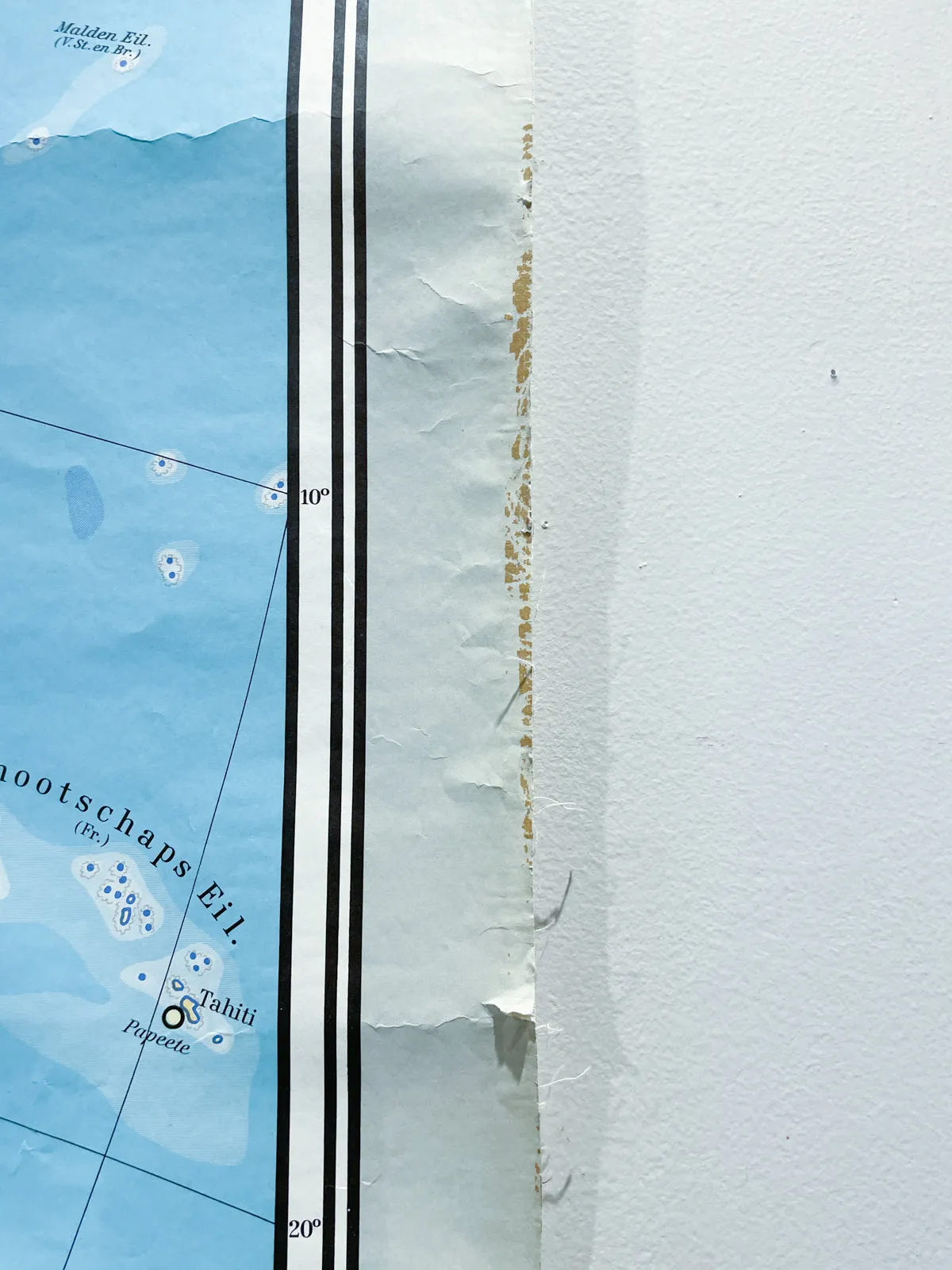 Mid-Century Dutch Topographical Wall Map of Australia and Oceania on Linen
