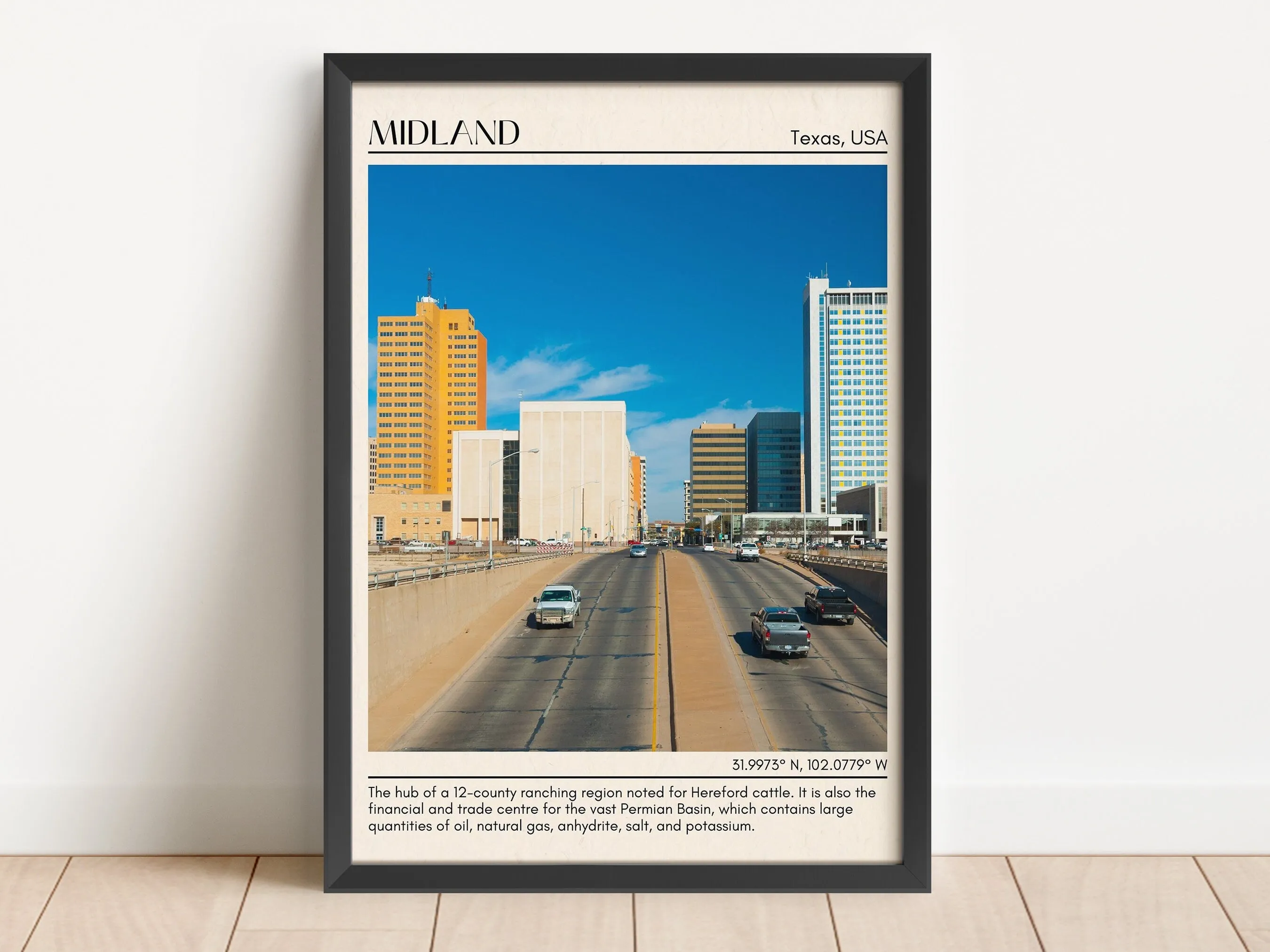 Midland Minimal Wall Art, Texas, USA
