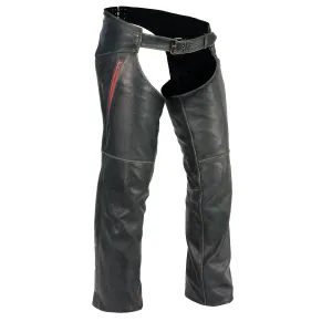 Milwaukee Leather MLM5535 Men's Vintage Grey Slate Leather Chaps with Color Accent Zipper