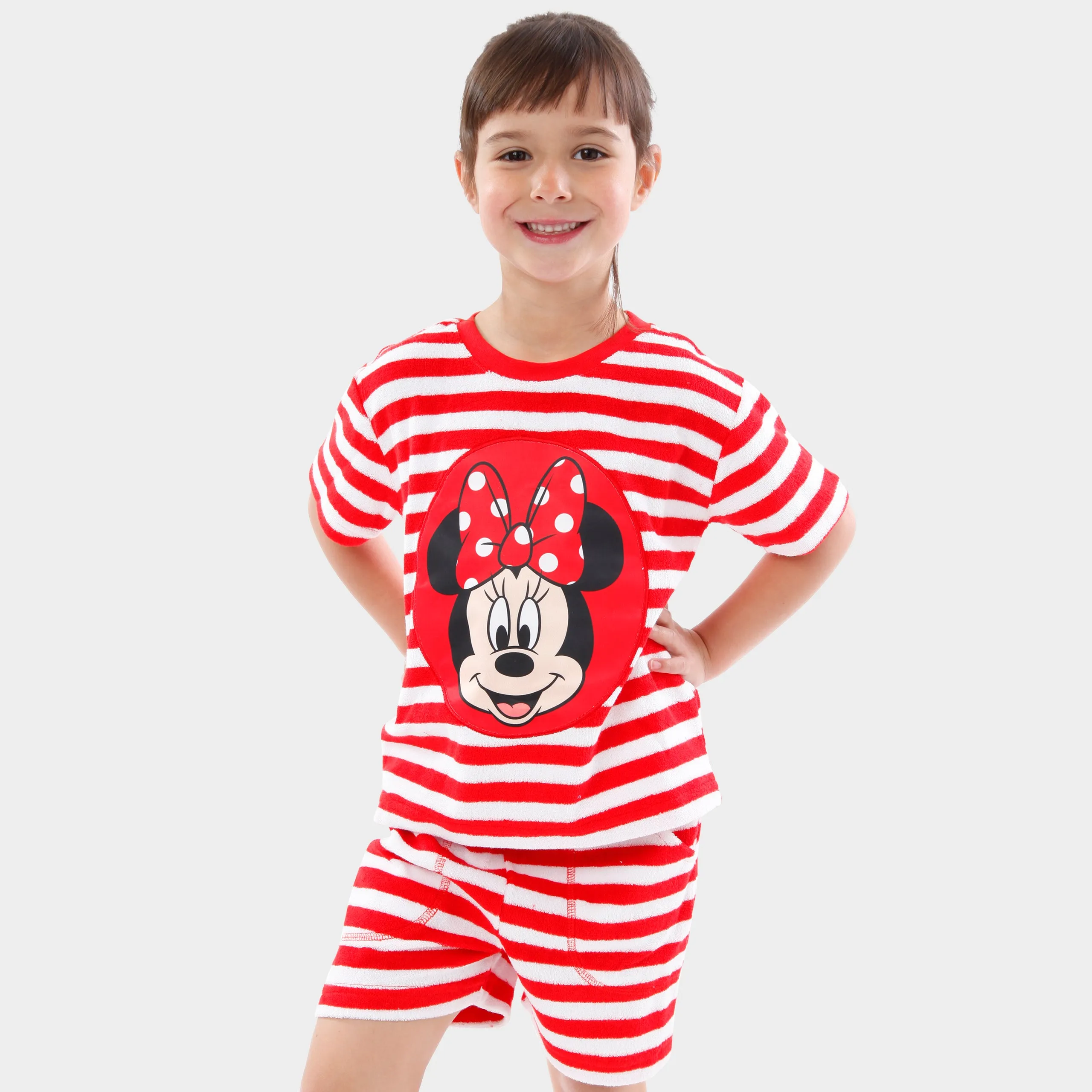 Minnie Mouse Girls Towelling T-Shirt and Shorts Set