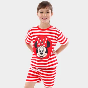 Minnie Mouse Girls Towelling T-Shirt and Shorts Set