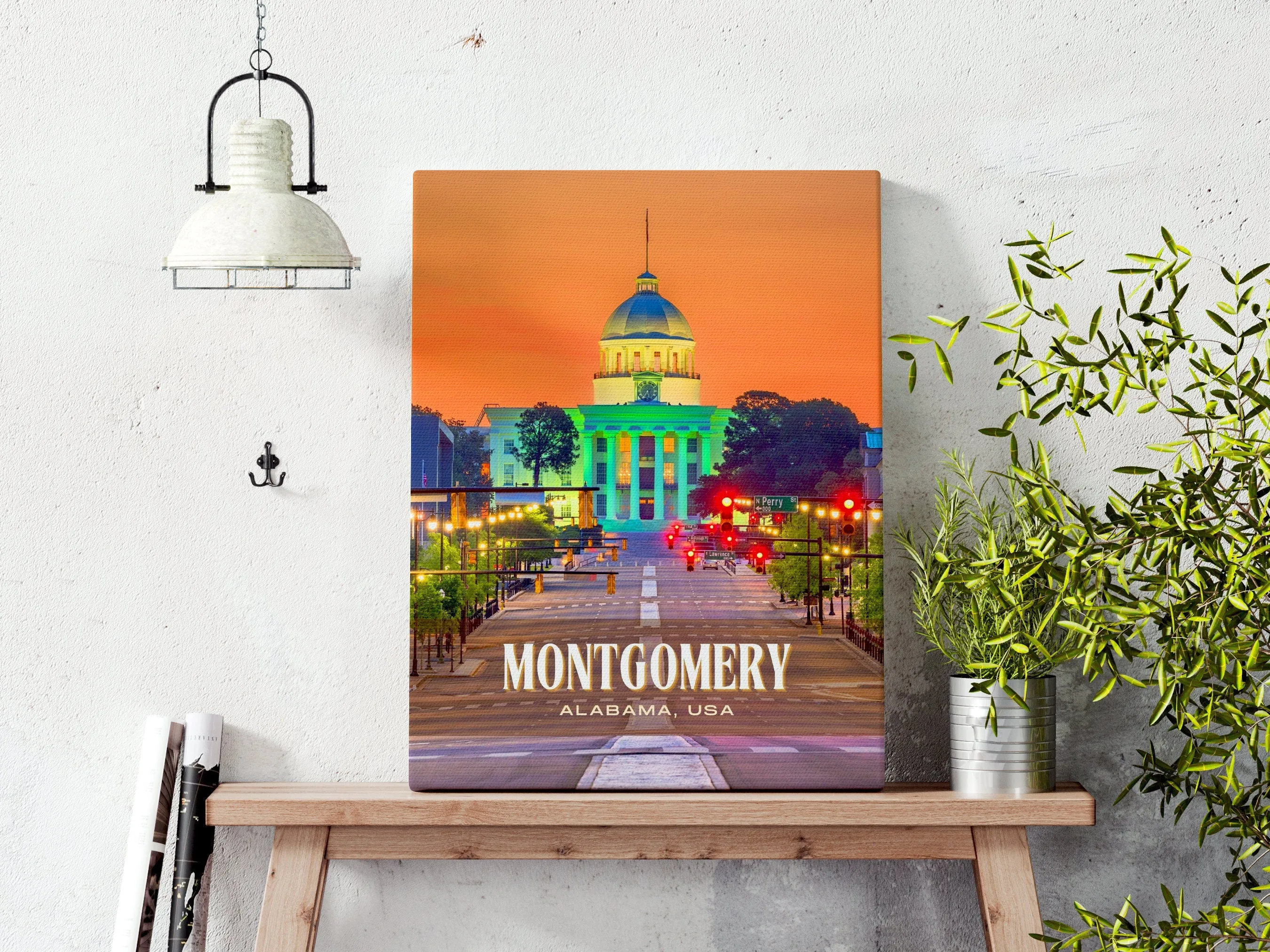 Montgomery Retro Wall Art, Alabama, USA
