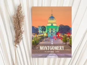 Montgomery Retro Wall Art, Alabama, USA