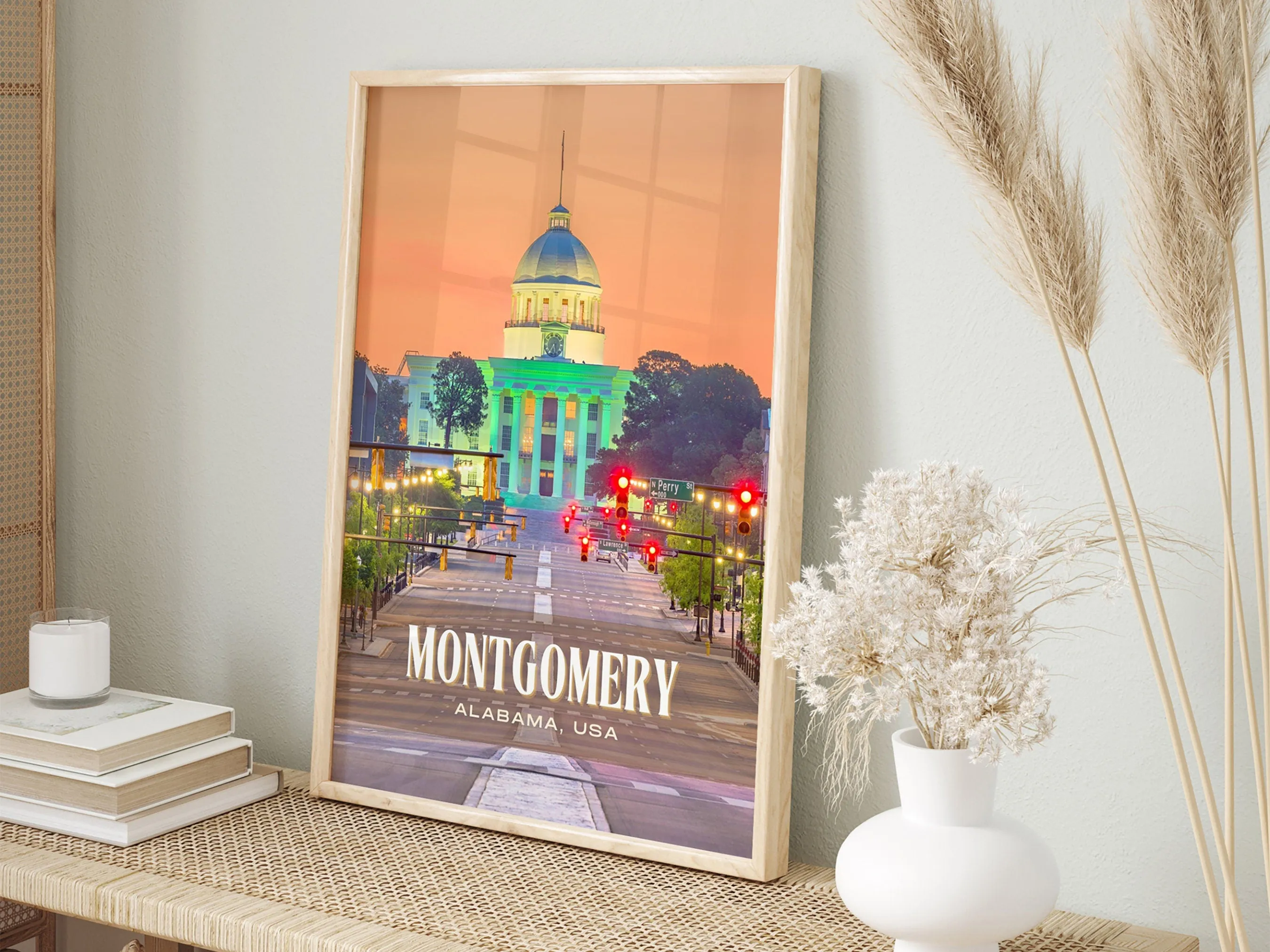 Montgomery Retro Wall Art, Alabama, USA