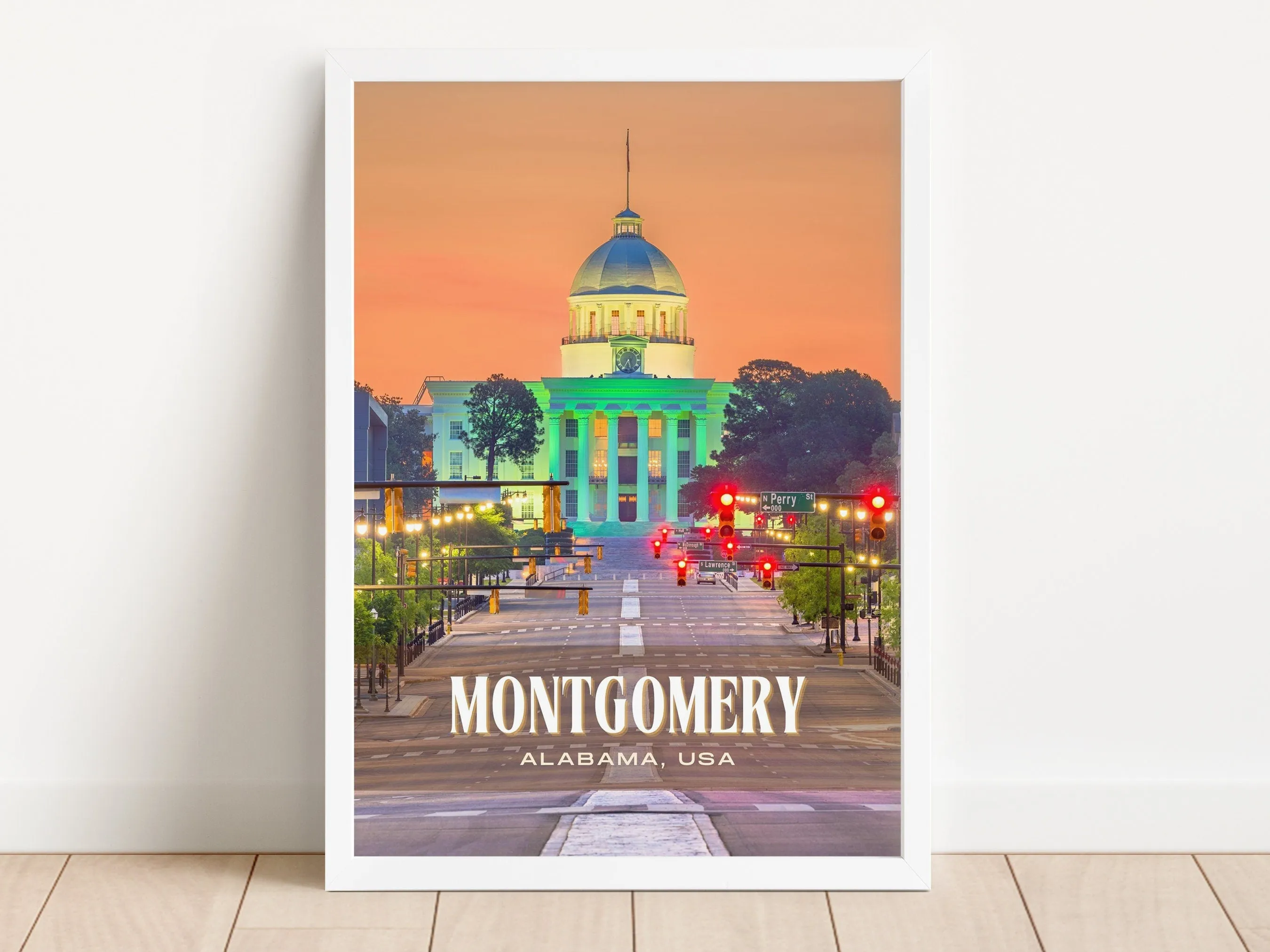 Montgomery Retro Wall Art, Alabama, USA