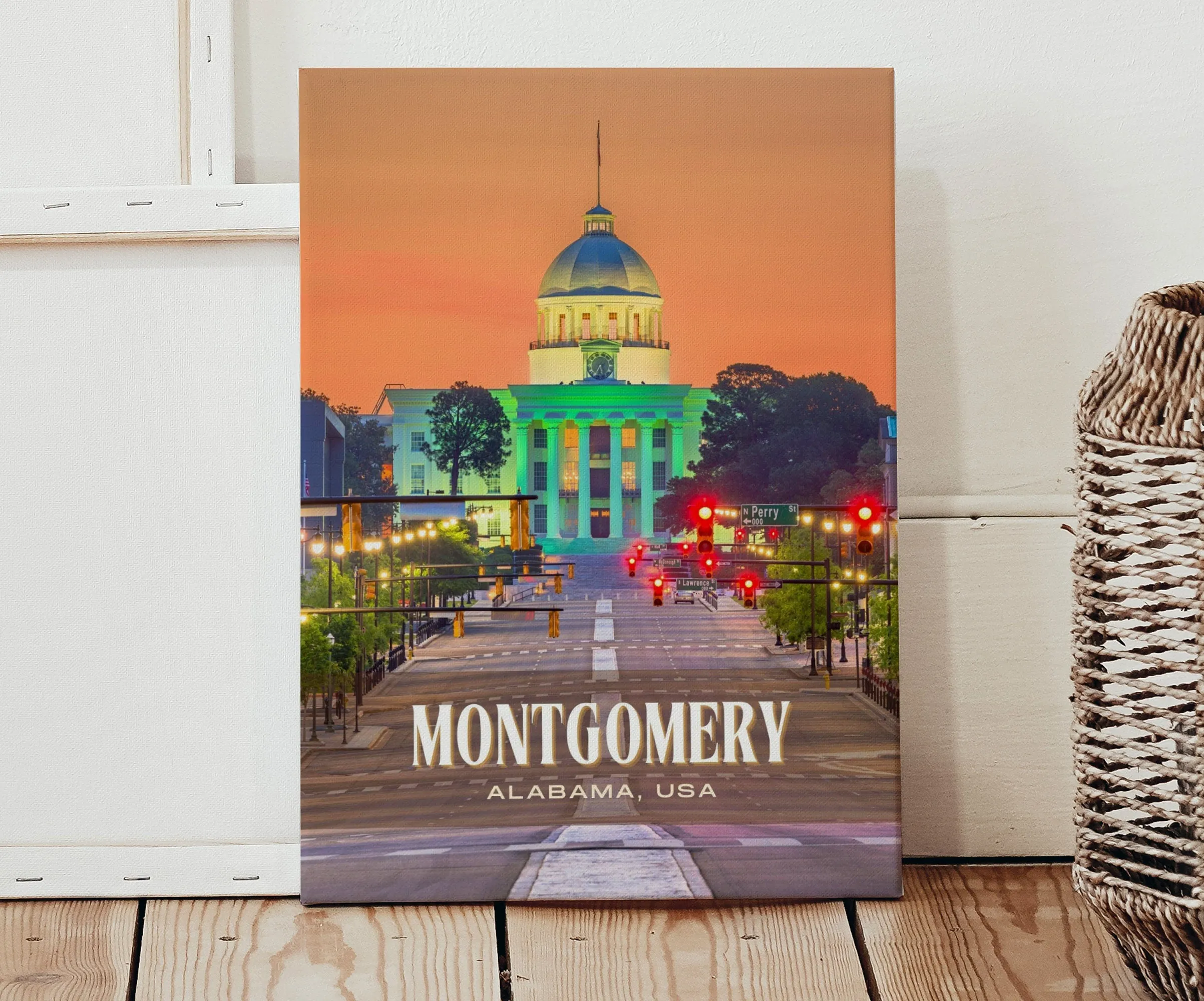 Montgomery Retro Wall Art, Alabama, USA