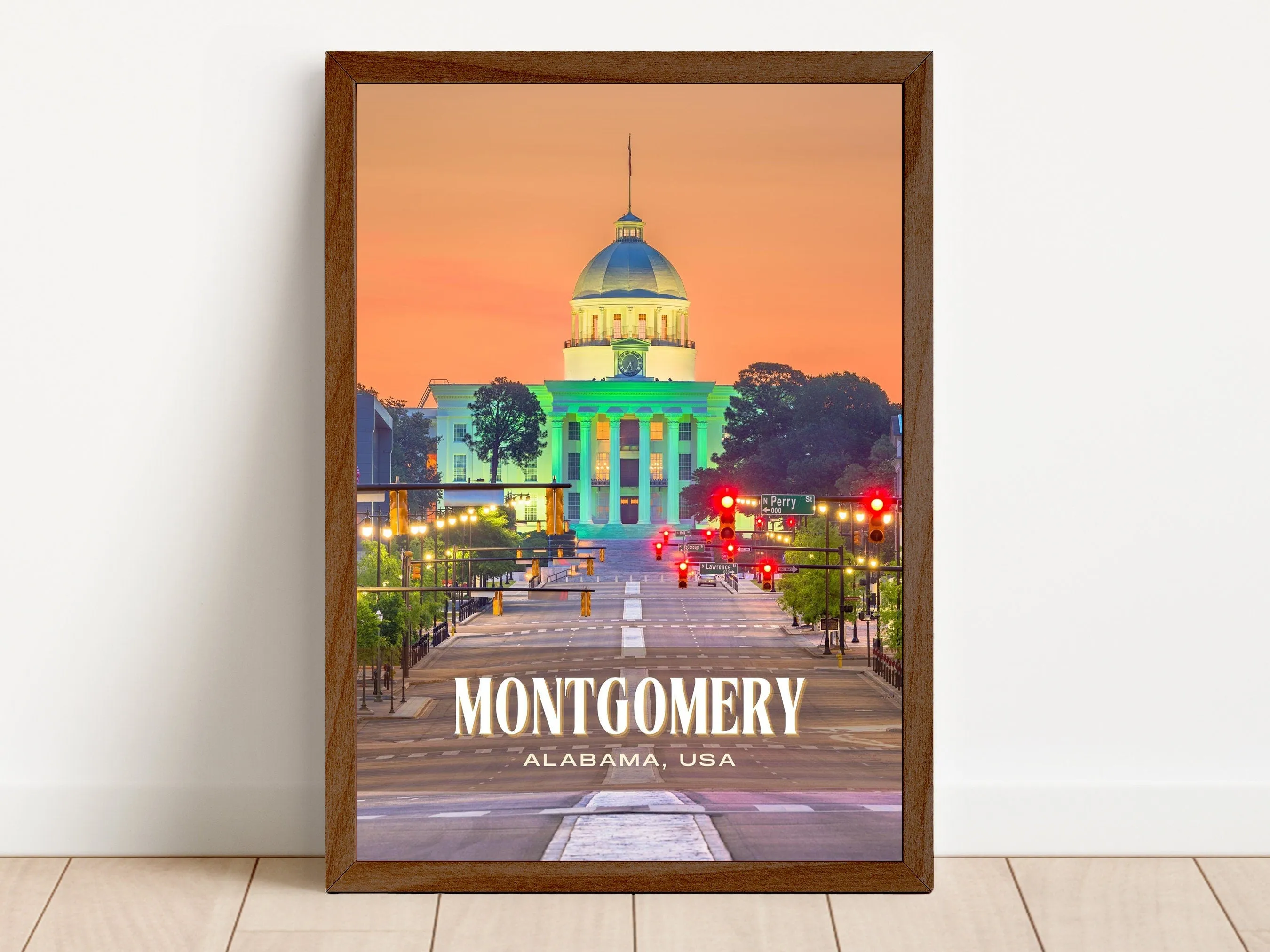 Montgomery Retro Wall Art, Alabama, USA