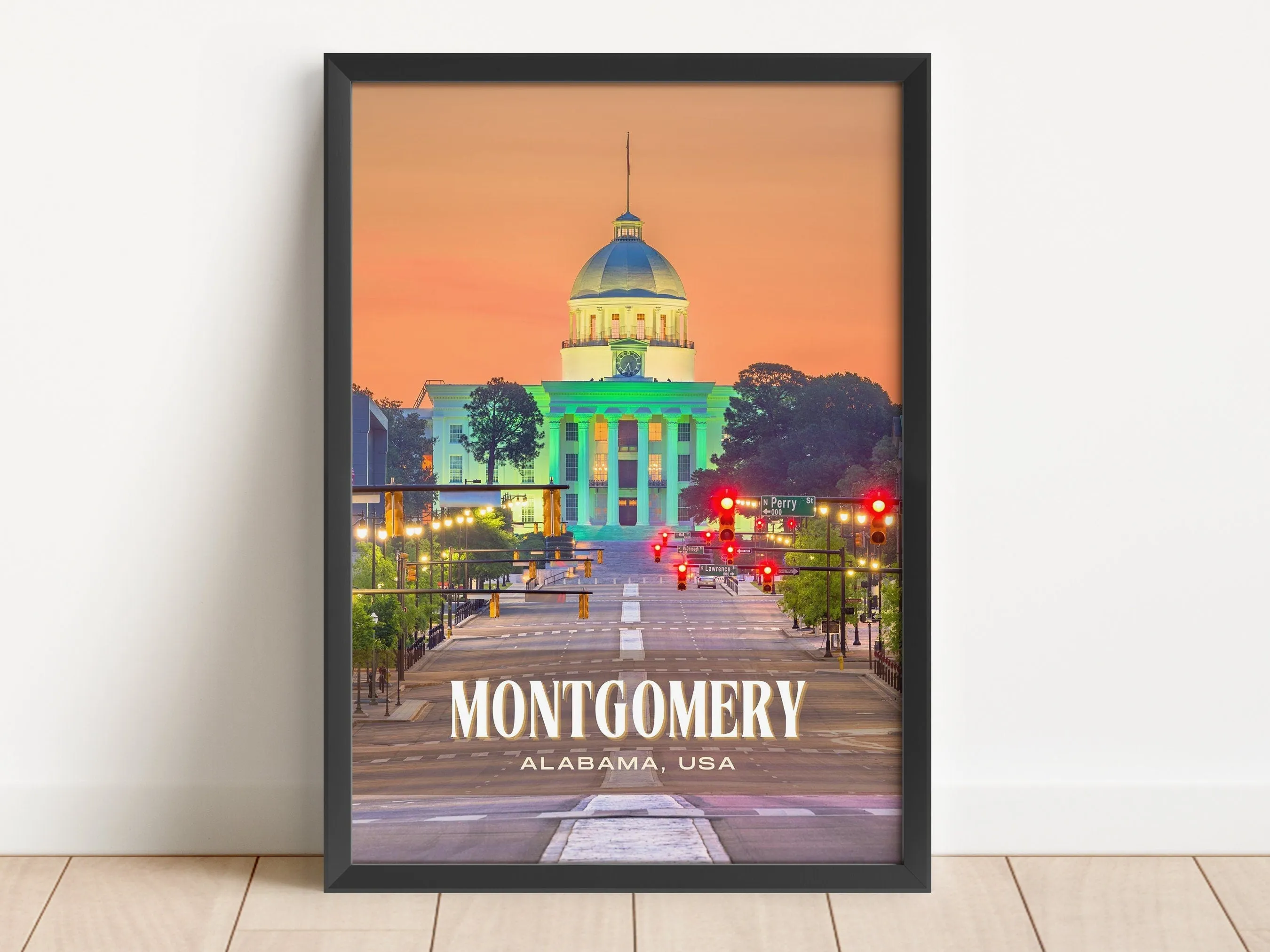 Montgomery Retro Wall Art, Alabama, USA