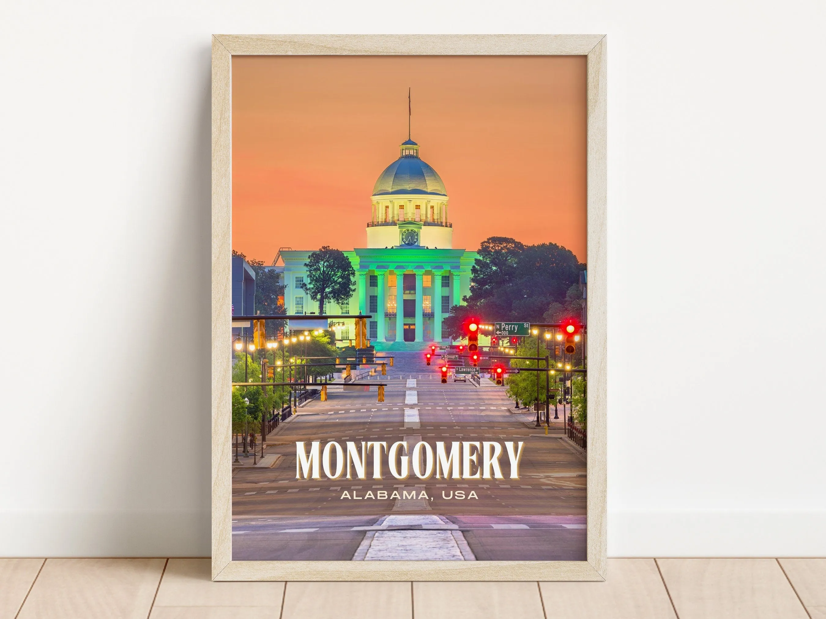 Montgomery Retro Wall Art, Alabama, USA