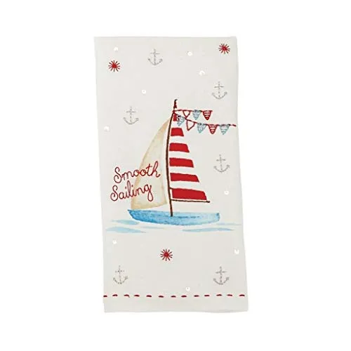 Mud Pie Embroidered Sequin Summer Beach Dish Towel Collection 26" x 16.5"