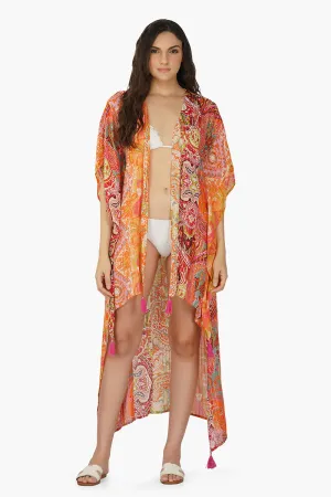 Multi Palm Paisley Stripe Cover Up