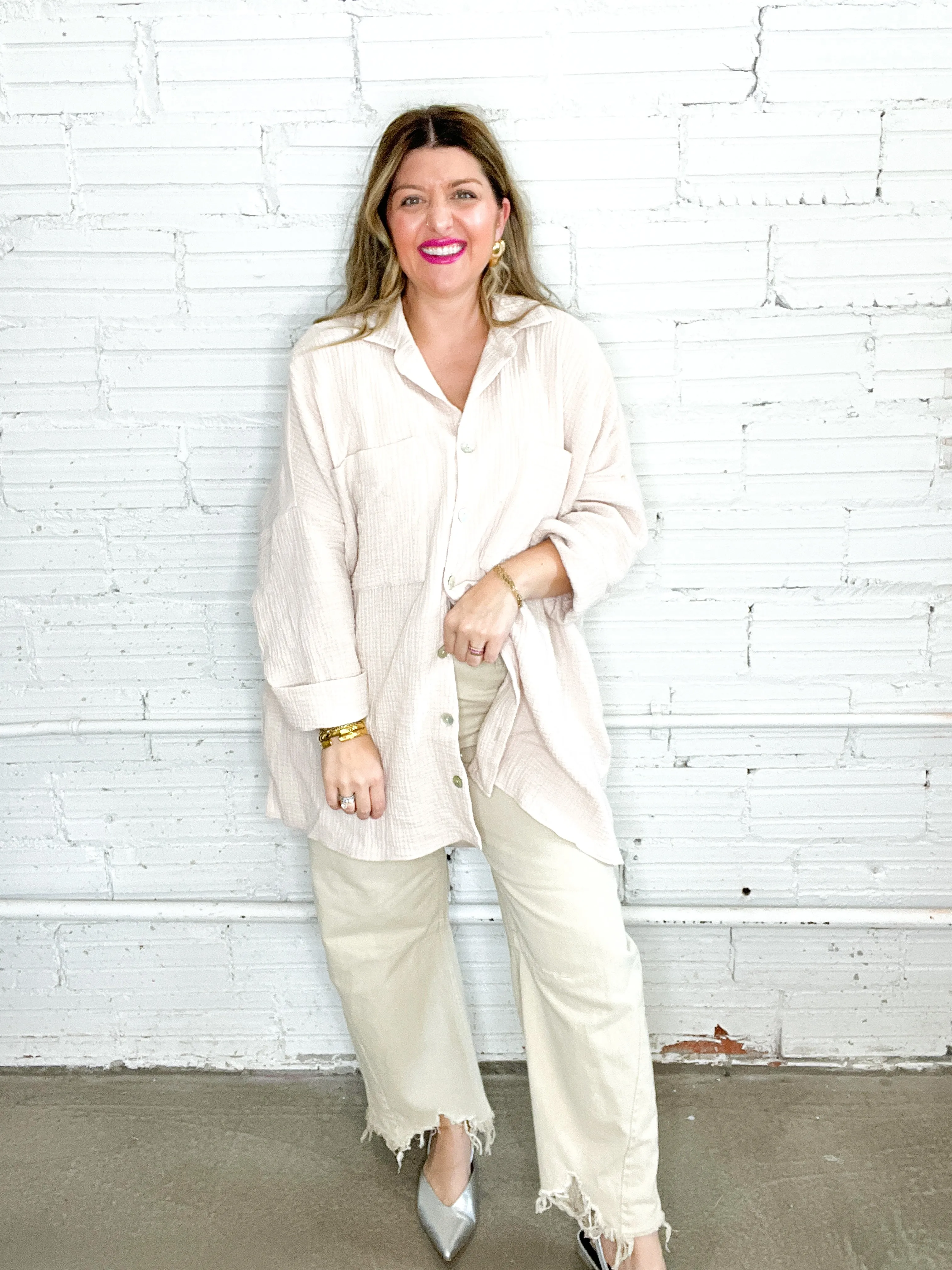 {Mumu} John's Buttons Down Shirt - Sand Gauze