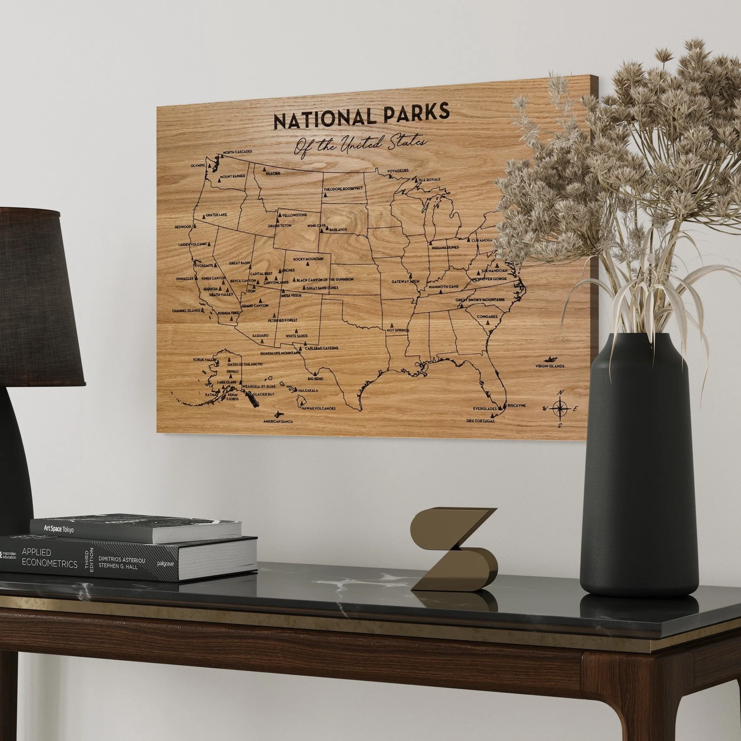 National Park Pin Your Travels Hard Wood Map