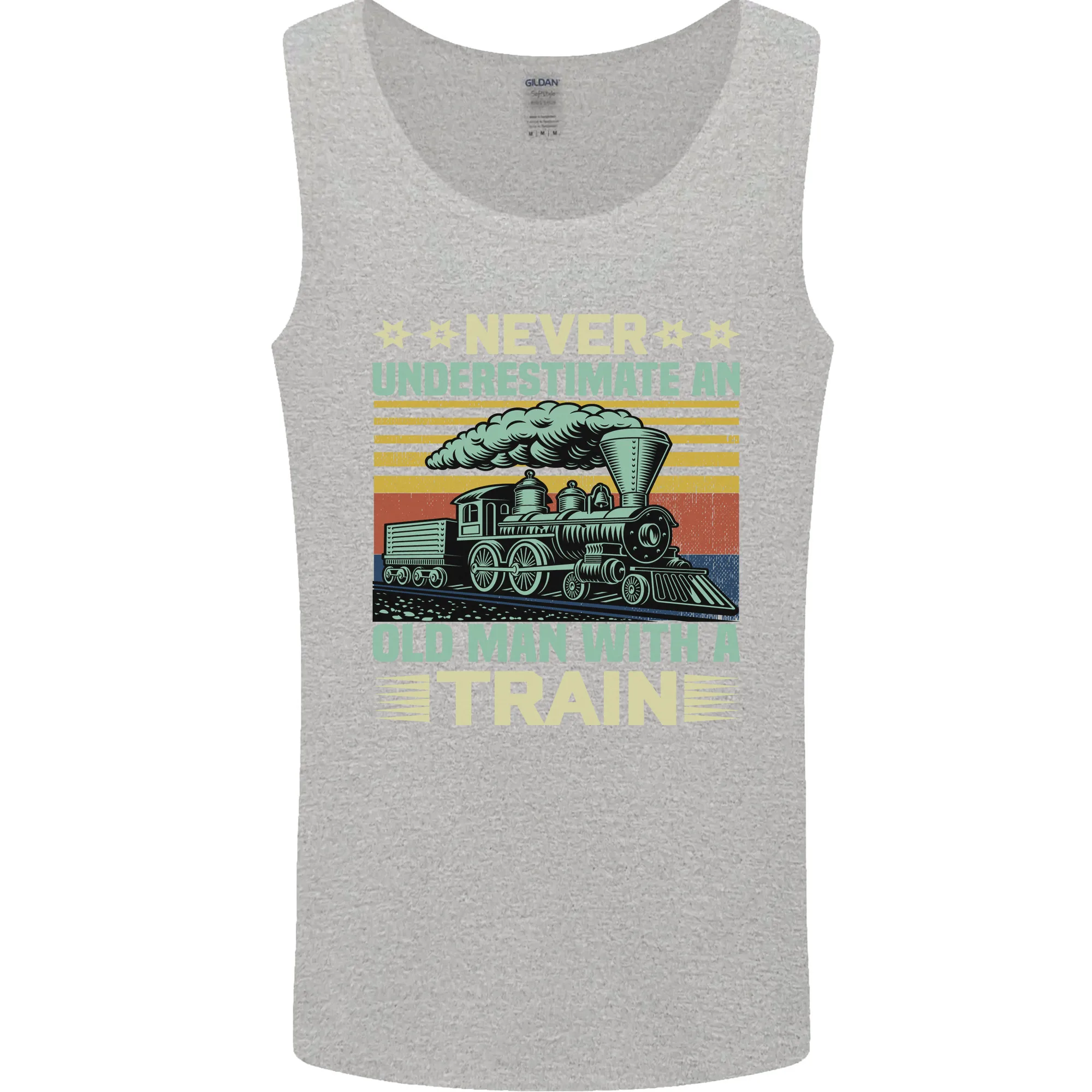 Never Underestimate an Old Man With a Train Mens Vest Tank Top