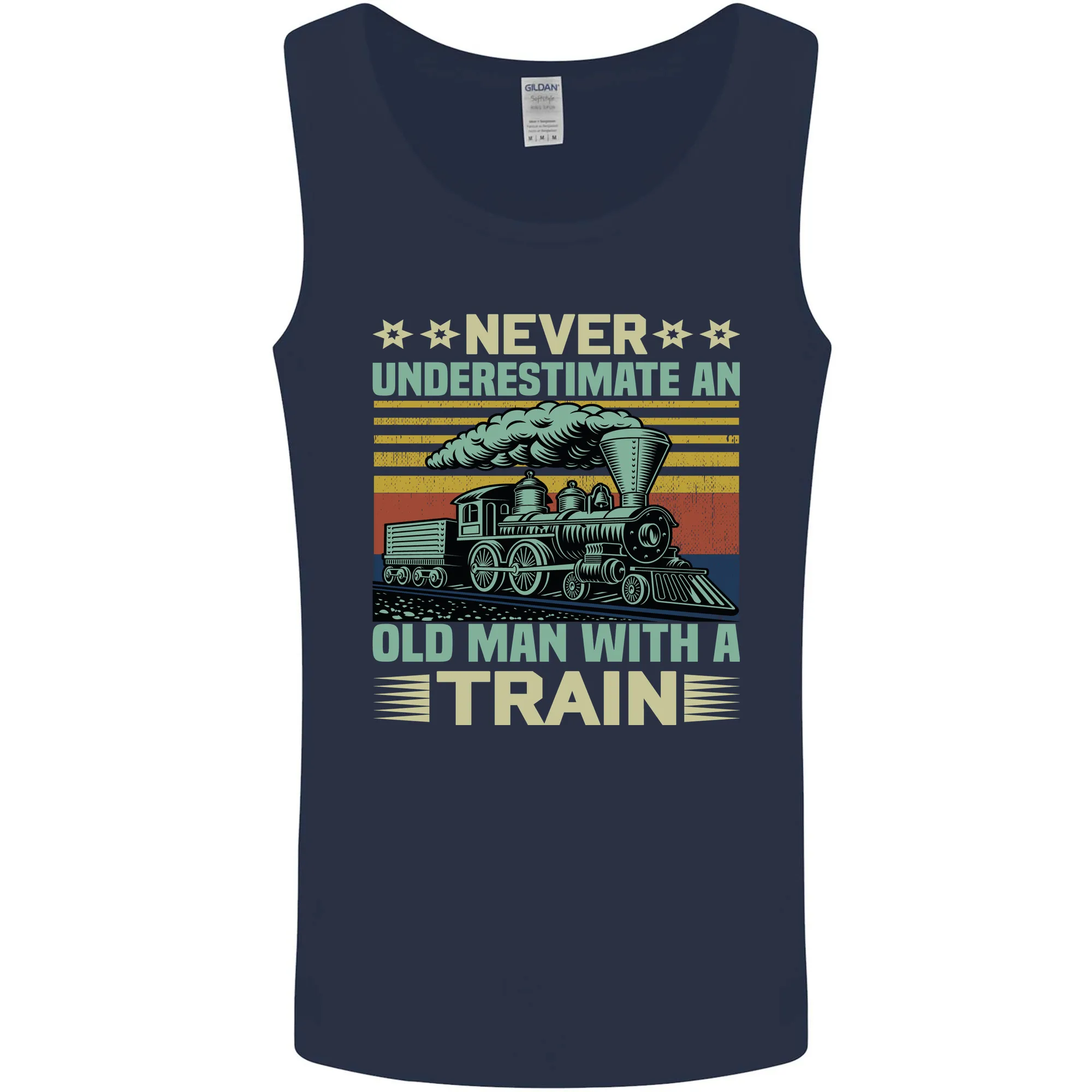 Never Underestimate an Old Man With a Train Mens Vest Tank Top