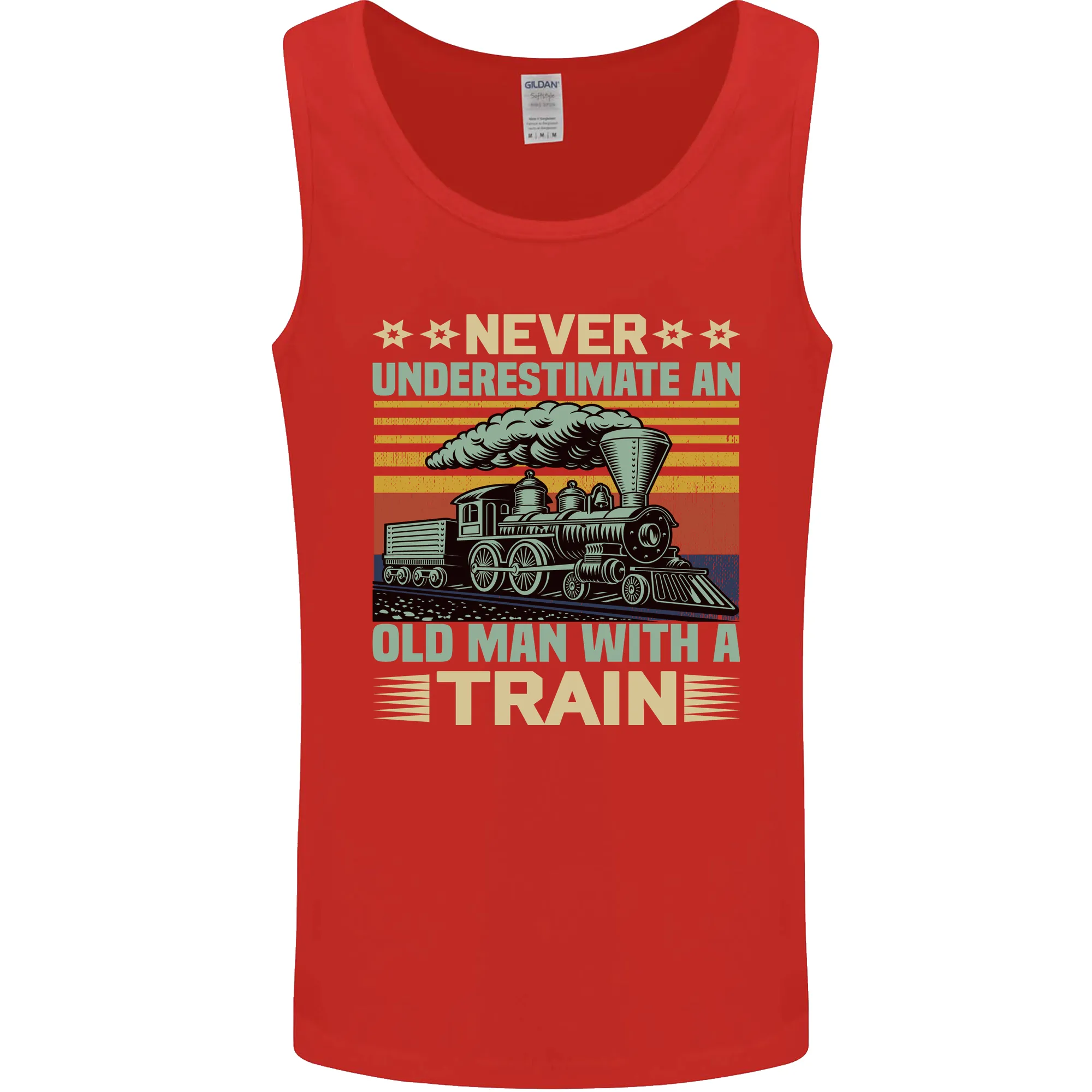 Never Underestimate an Old Man With a Train Mens Vest Tank Top