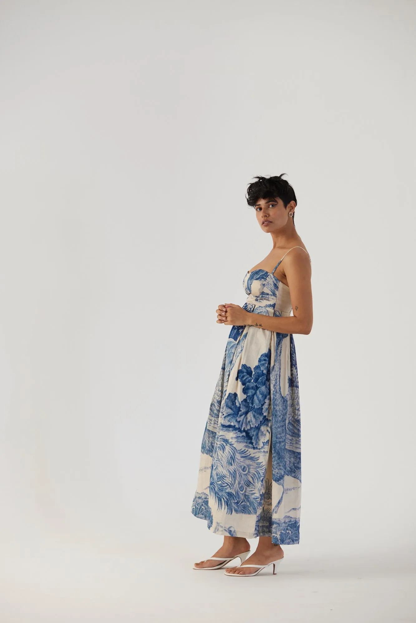 New Season Fall 24/Summer 25-Dress-Cotton Satin-Brallette-Morni White-YAMBB08-Fashion Edit Yam