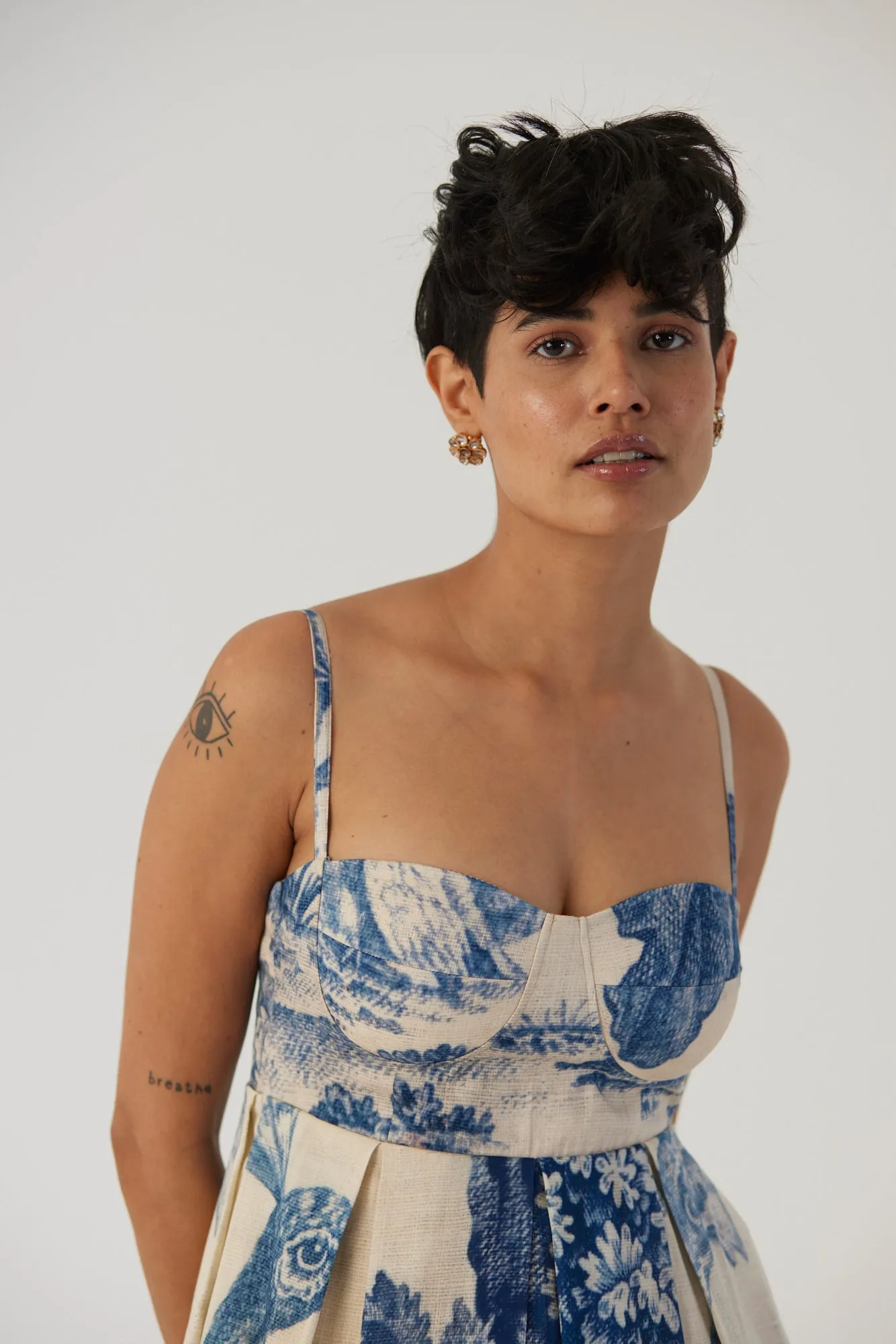 New Season Fall 24/Summer 25-Dress-Cotton Satin-Brallette-Morni White-YAMBB08-Fashion Edit Yam