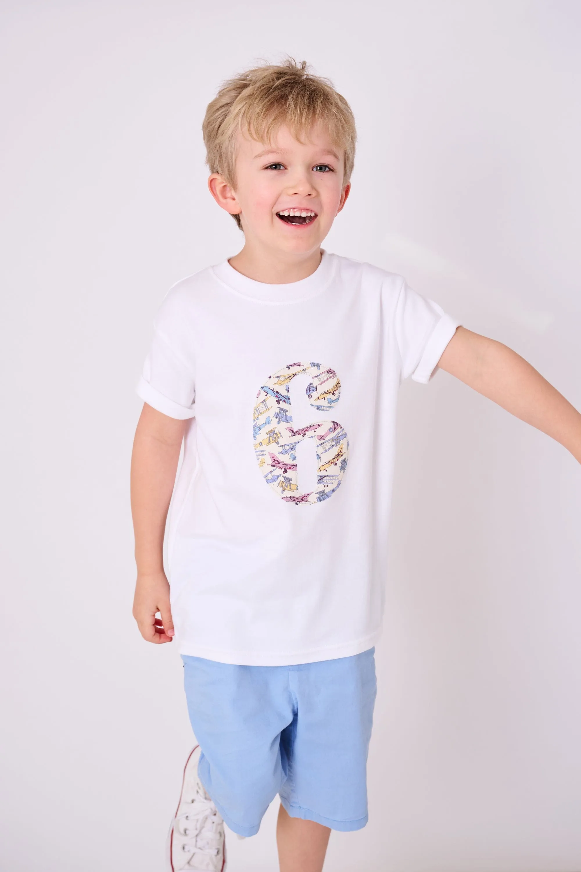 Number White T-Shirt in Tom's Jet Liberty Print