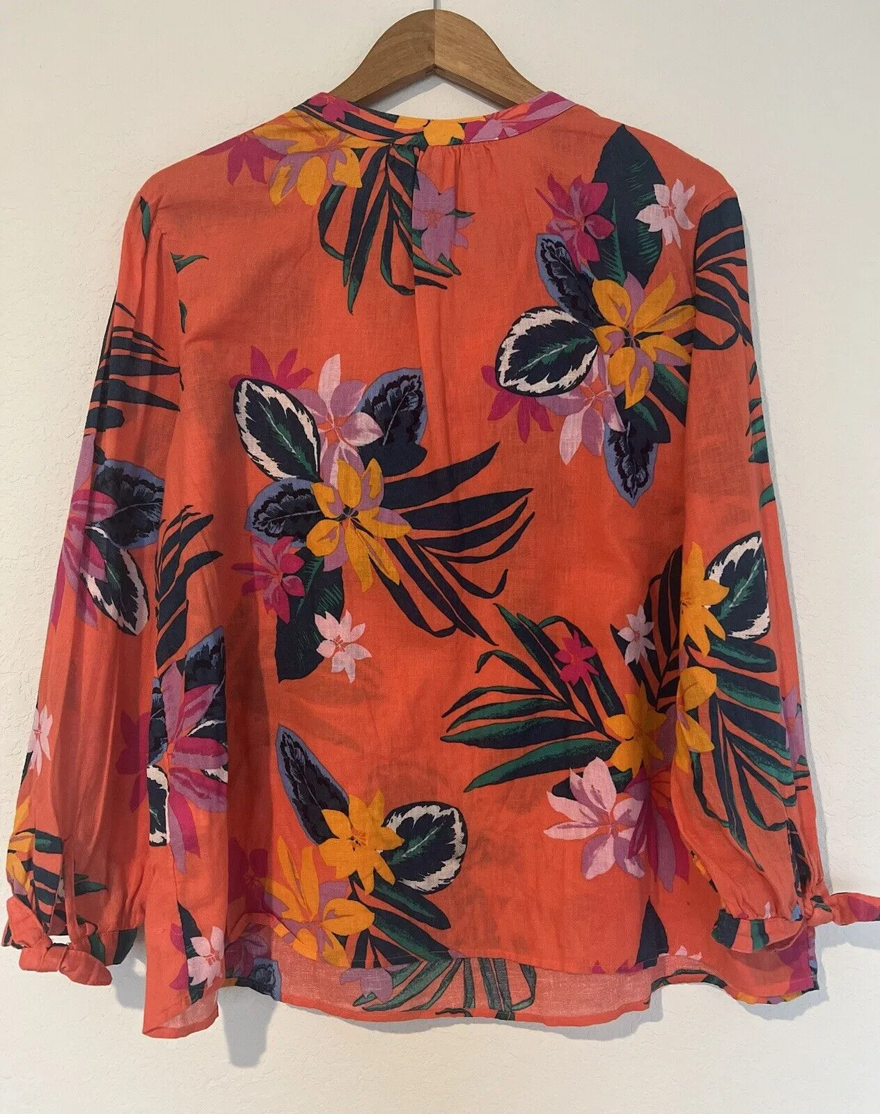 Old Navy  Linen Blend Floral Top Sz XL Hawaiian Flower Peasant Resort Travel