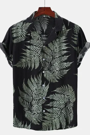 Palm Leaves Print Revere Shirt