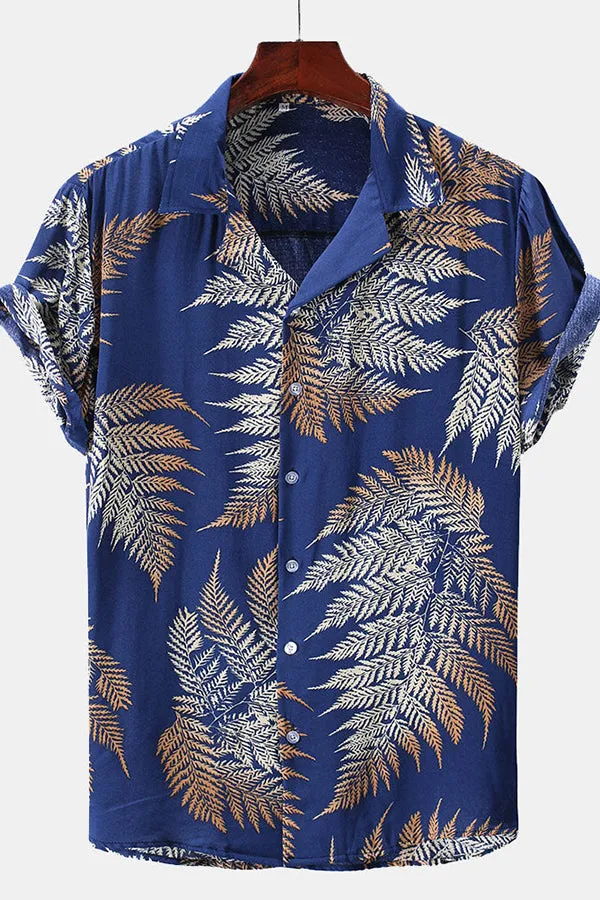 Palm Leaves Print Revere Shirt
