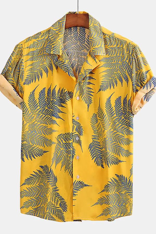 Palm Leaves Print Revere Shirt