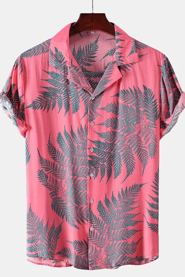 Palm Leaves Print Revere Shirt
