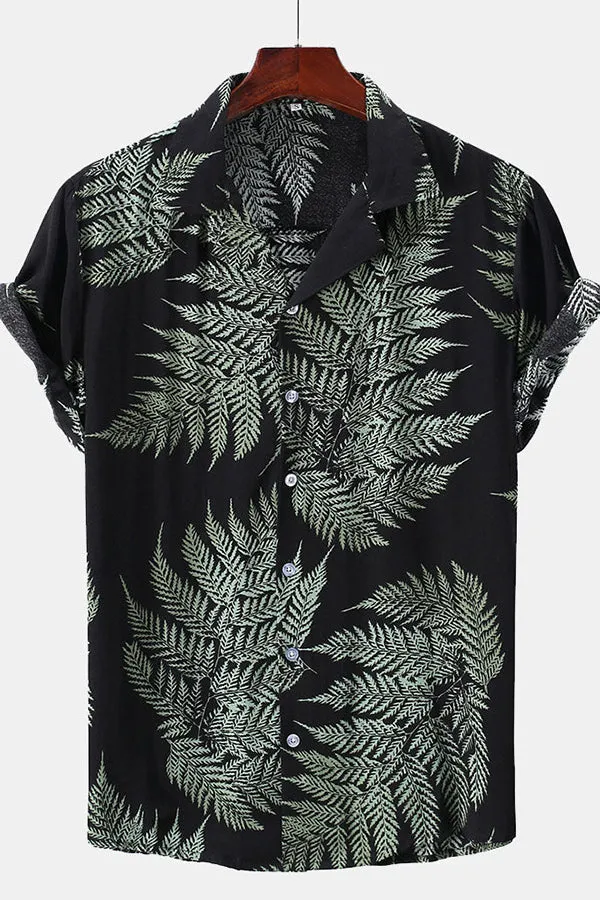 Palm Leaves Print Revere Shirt