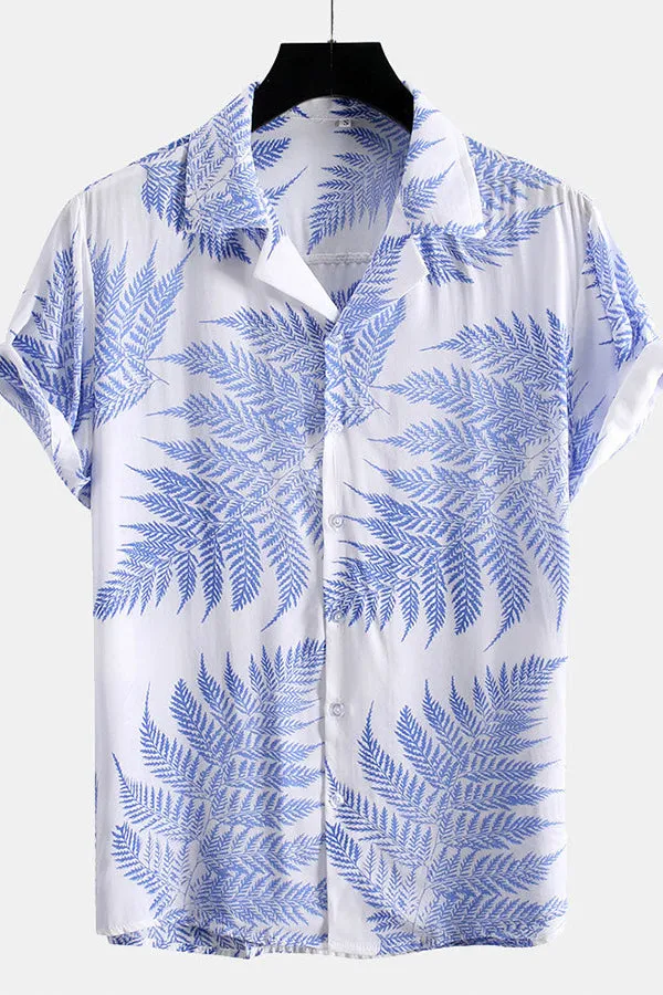 Palm Leaves Print Revere Shirt