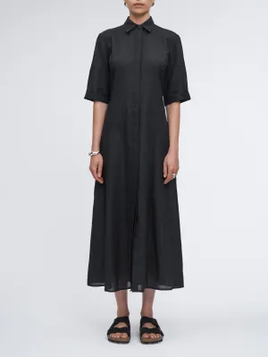 Panel Shirt Dress in Black