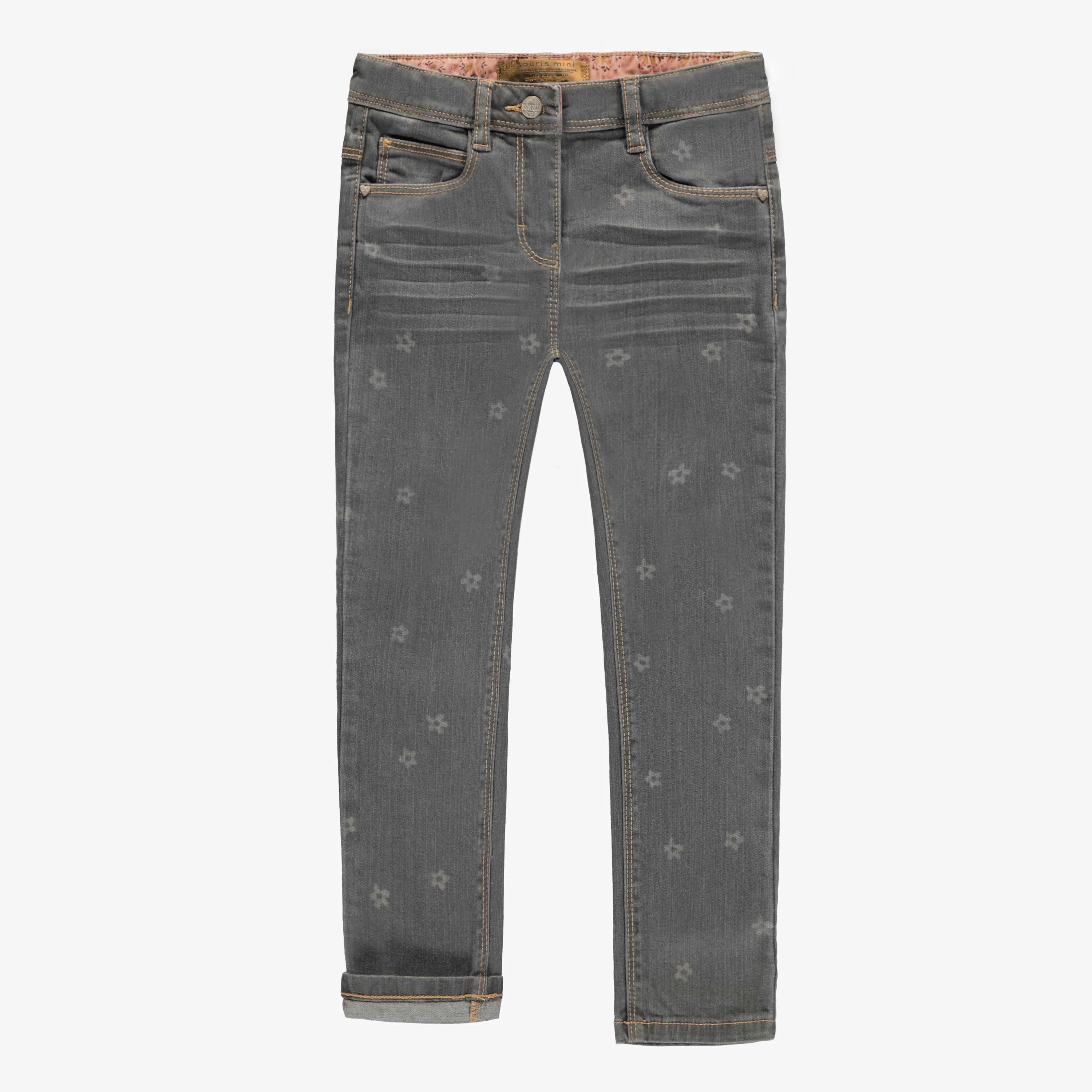 Pantalon coupe ajustée en denim extensible, gris foncé, enfant  || Slim fit pants in stretch denim, dark grey, child