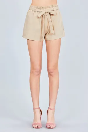 Paper Bag W/bow Tie Short Linen Pants